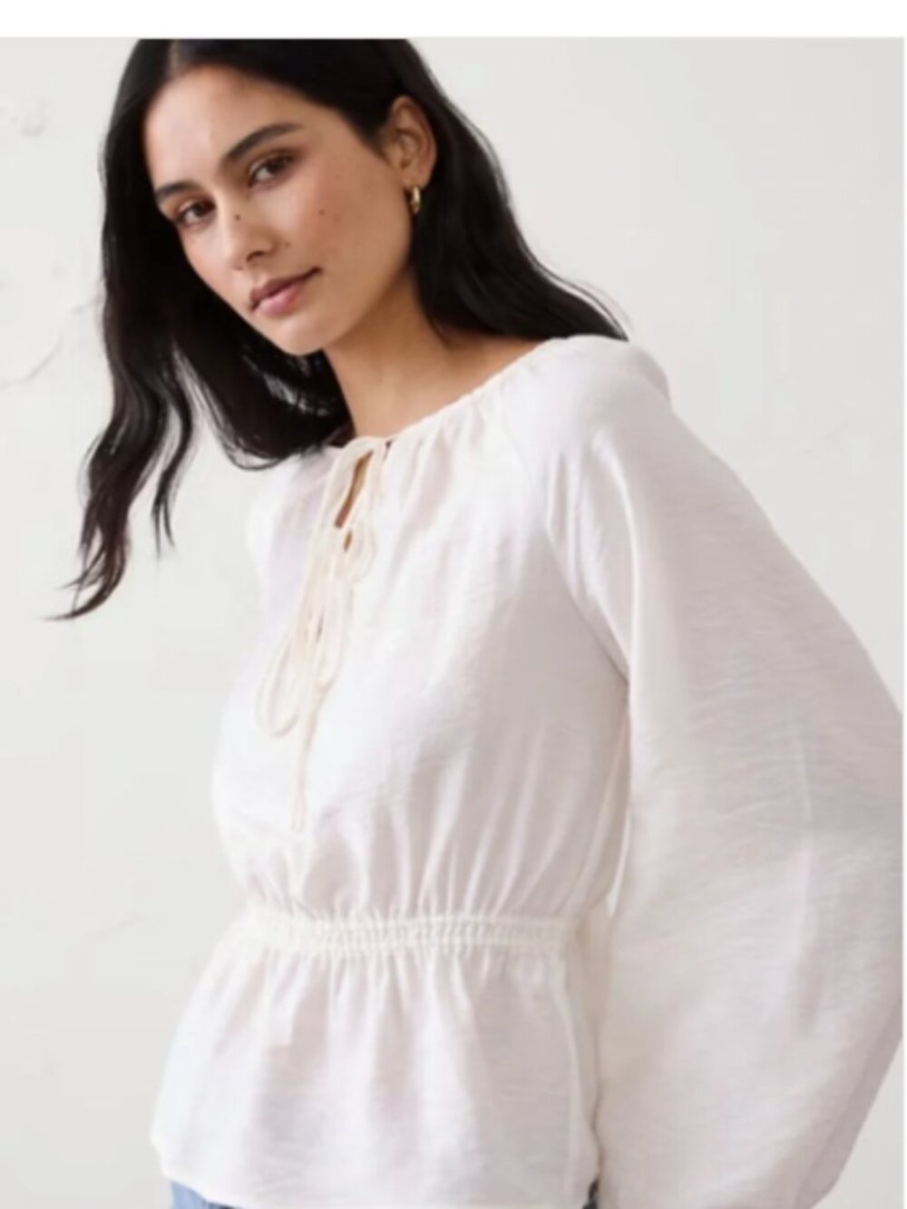 Banana Republic Cream Tie-Front Top Blouse Size M